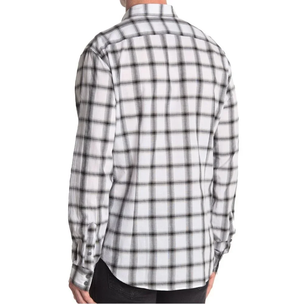 John Varvatos Star USA Men's Long Sleeve Windowpane Plaid Button Front Shirt - Picture 2 of 5